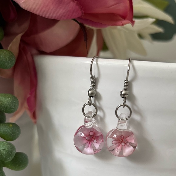 Jewelry - Pink Floral Earrings